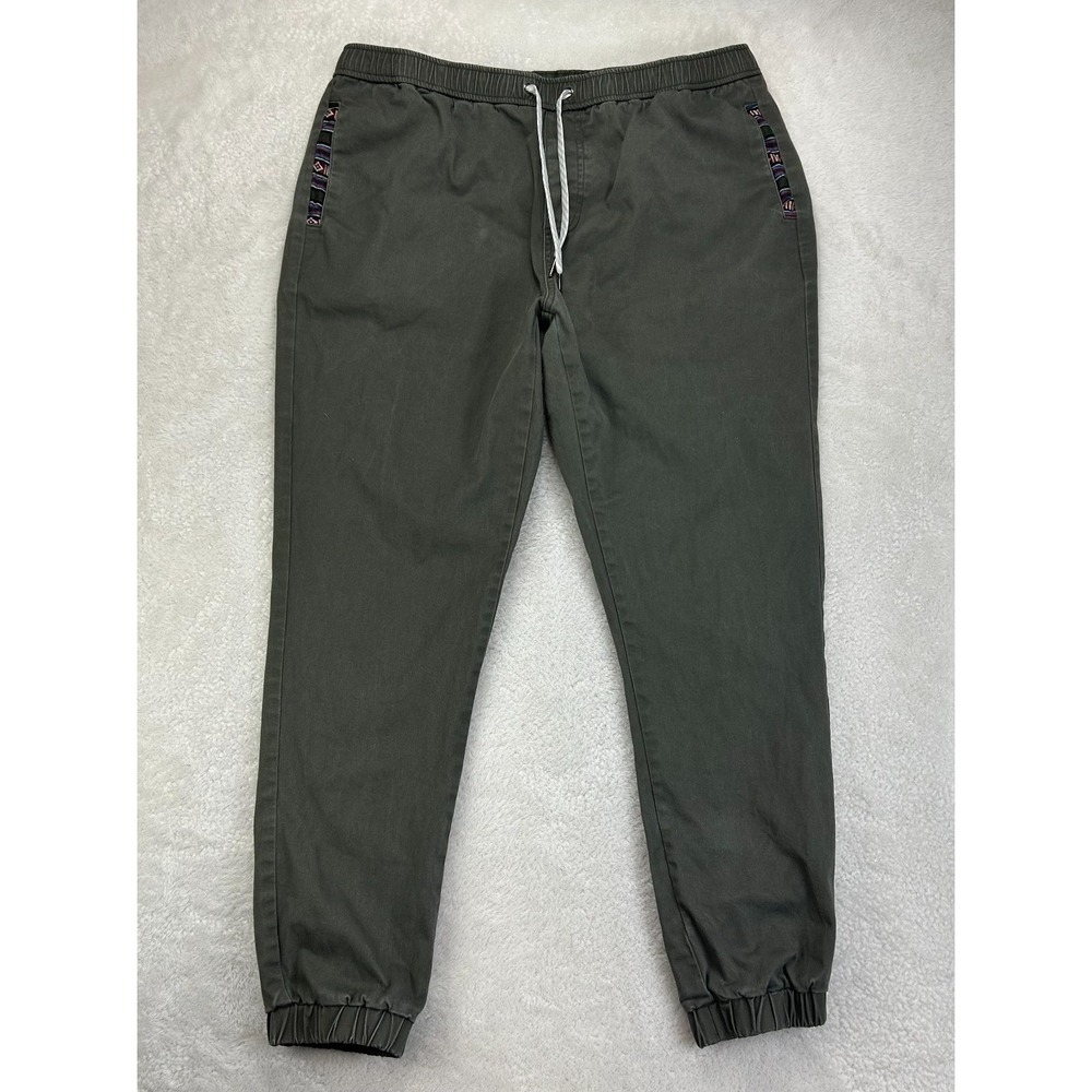 Wowie Rambler Joggers Mens XL Olive Green Stretch Aztec Pocket Drawstring